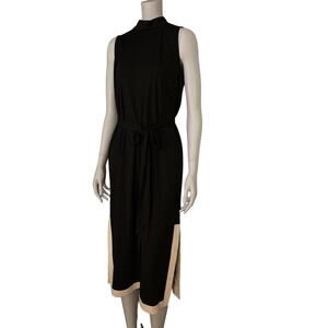 ANNE KLEIN Black/White Sleeveless Midi Dress w/Belt sz PM (NWT)